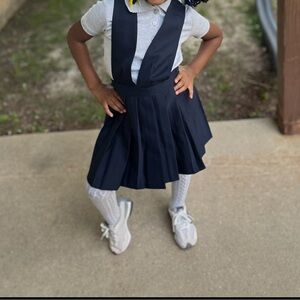Navy Blue Pleated Dress